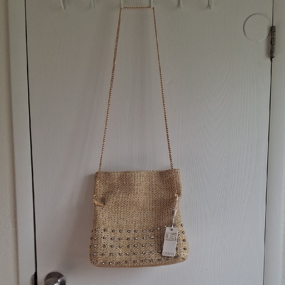 Urban Outfitters Beige Woven Shoulder Bag with Rhinestone Trim - Picture 4 of 6